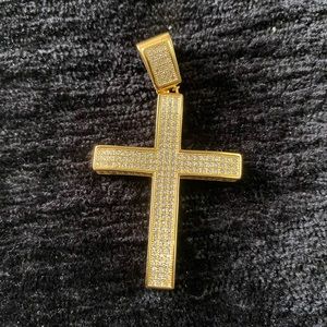 Yellow Gold Plated Hiphop Cross Silver Pendant